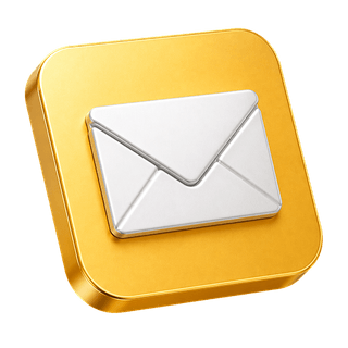 Élément décoratif en 3D représentant une enveloppe mail sur la page nous contacter